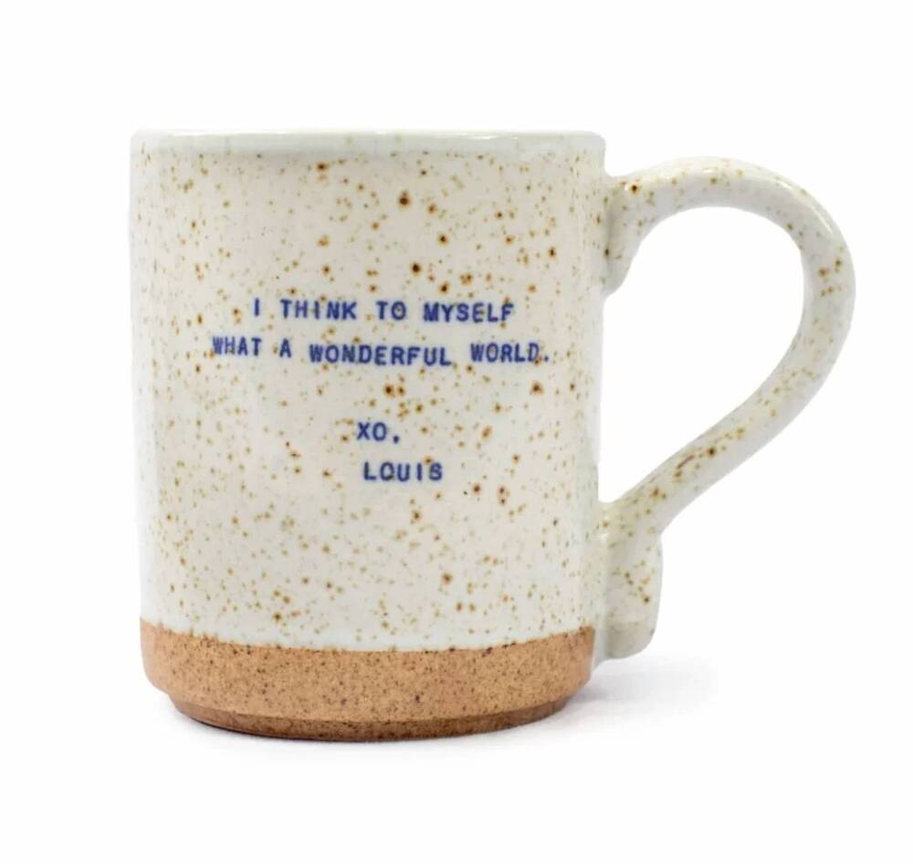 NEW SUGARBOO & CO. louis armstrong quote mug in white